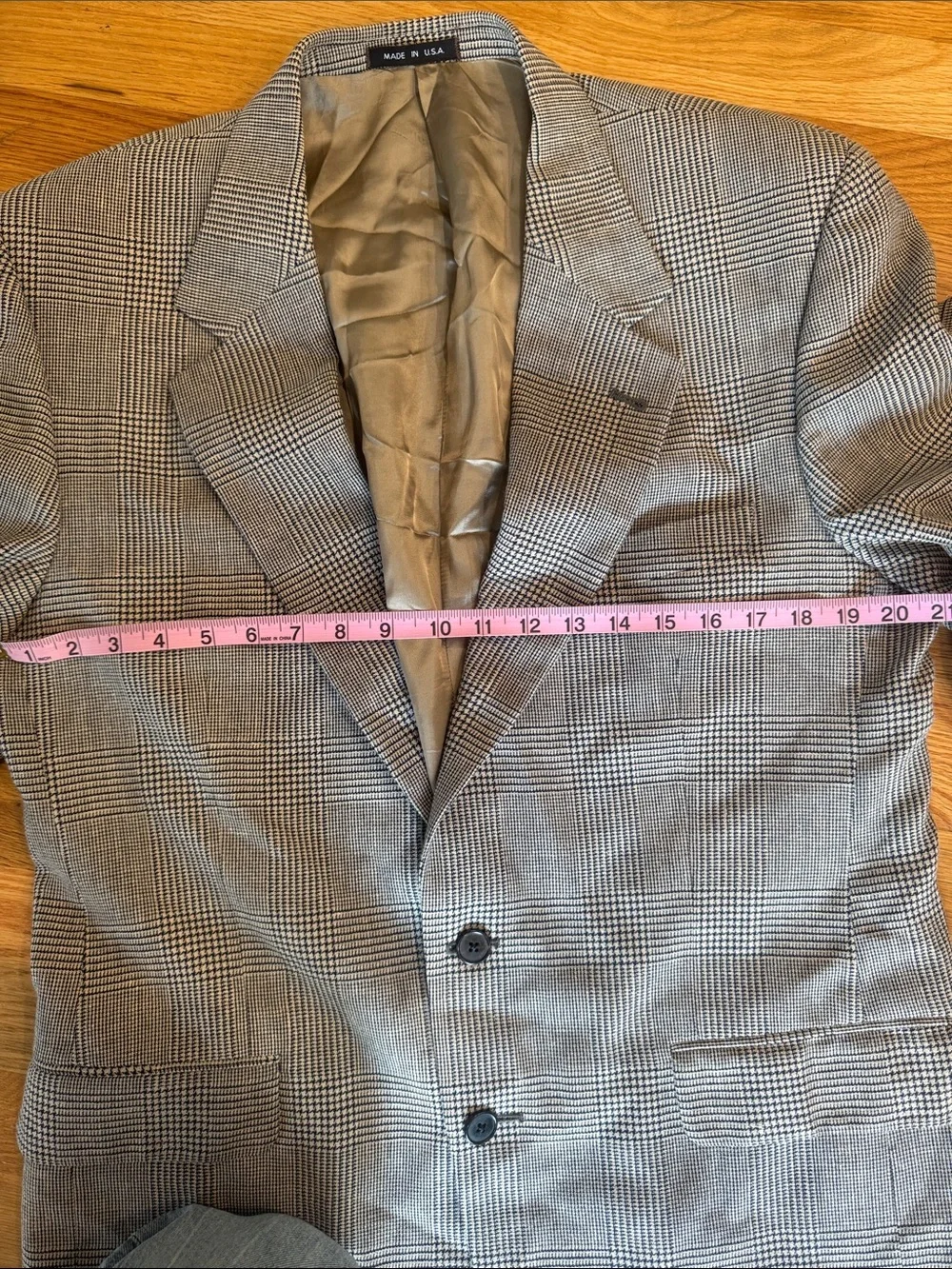 Vintage Joseph Abboud Made in USA Houndstooth Wool/Linen Blend Blazer Size 40R
